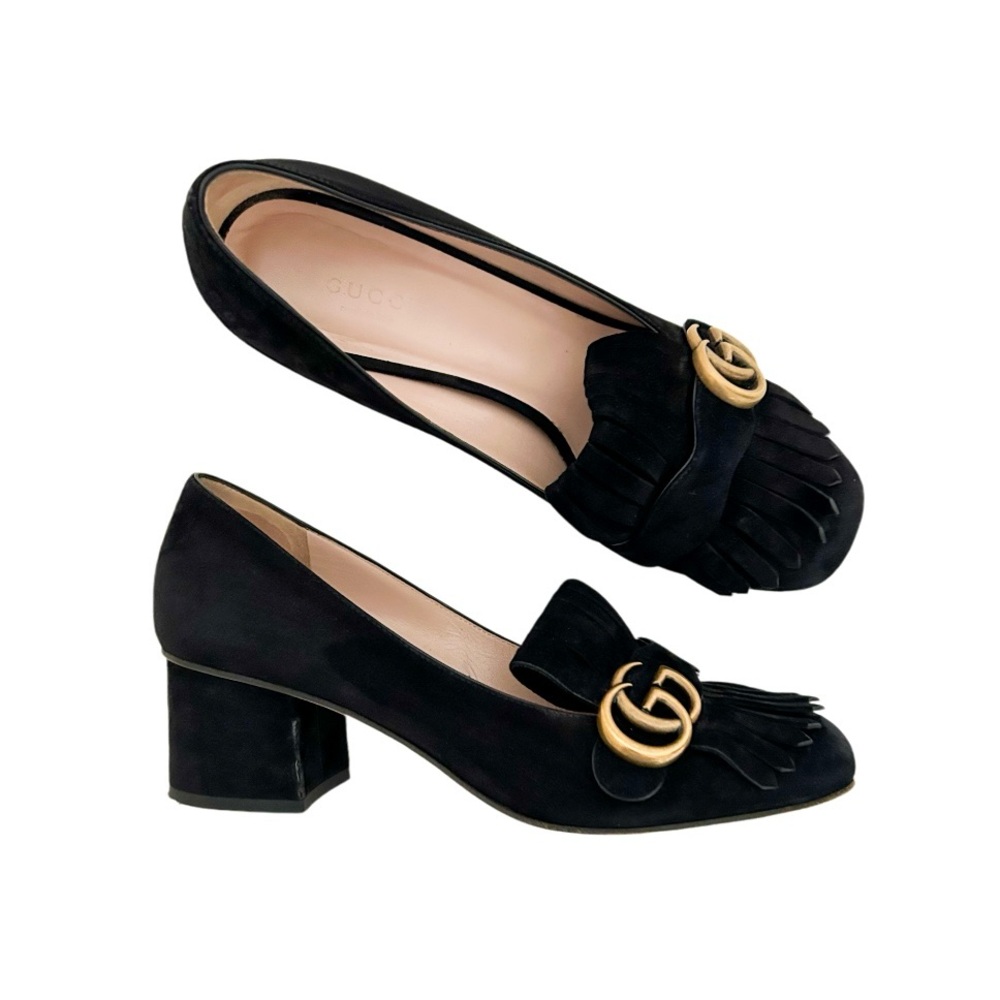 Gucci Gold and Black Heels with Signature Style